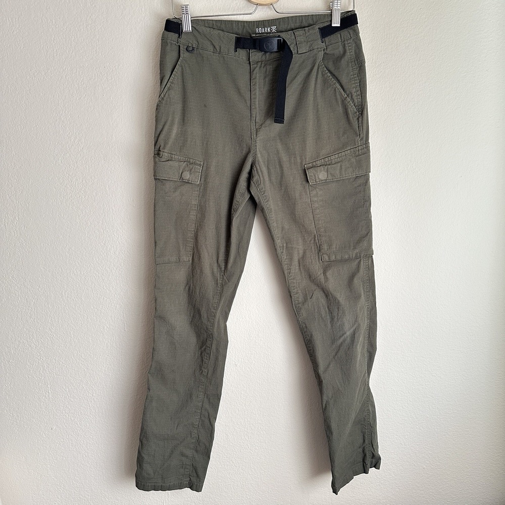 Roark Layover Cargo Pants Mens 30 Olive‎ Green Ripstop Adventure Travel Belted